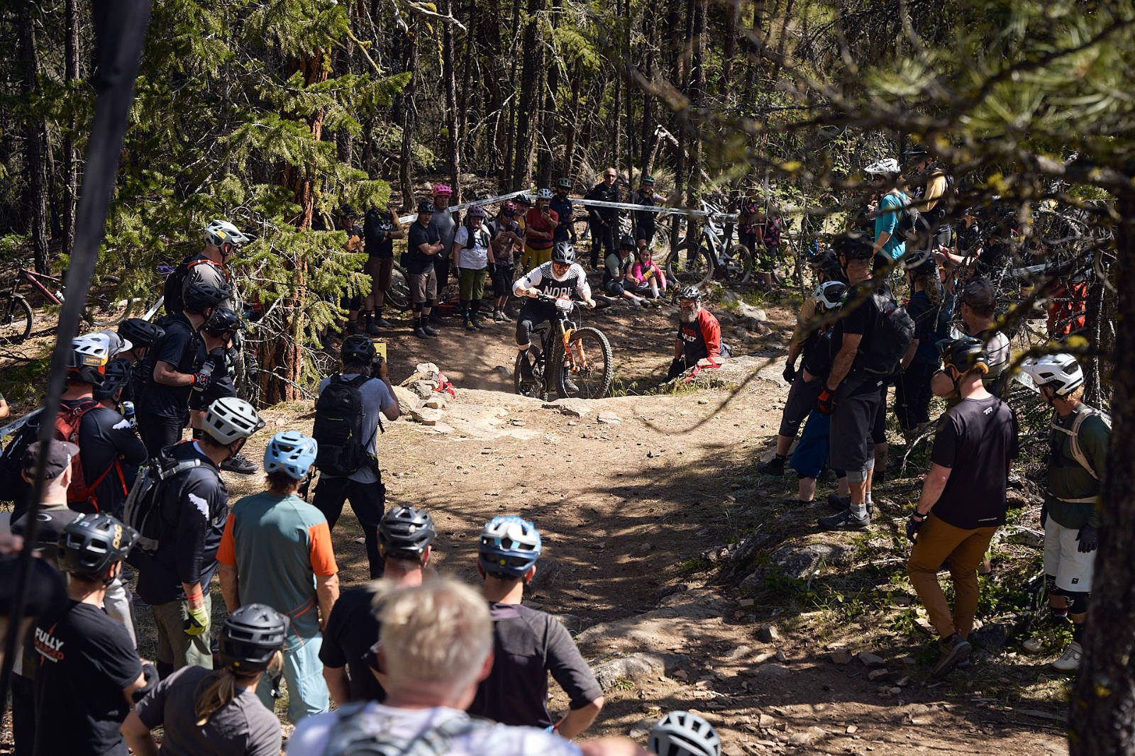 Bob Jones from NOBL Wheels climbs the rock drop on the Hill Climb Challenge