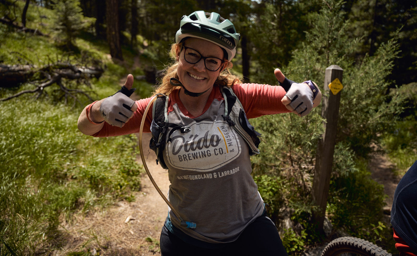 mountain biker giving a thumbs up